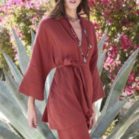 JOHNNY WAS CALME Cotton Gauge Short Kimono Cardigan M/L - Picture 8 of 8